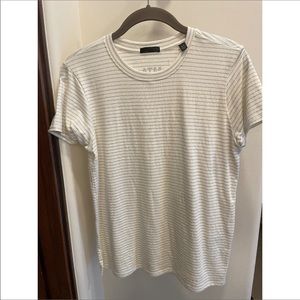 ATM White and gold, striped t-shirt